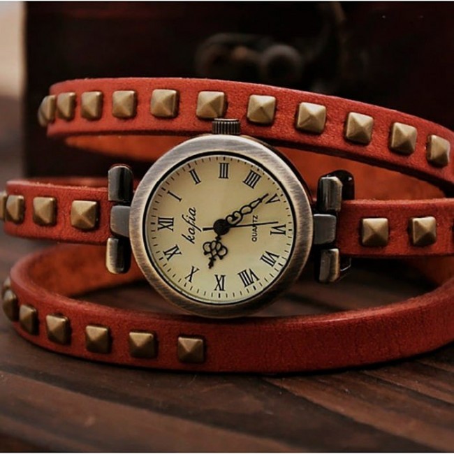 часы Kawaii Factory Часы на двойном ремешке "Ticker" Оранжевые - фото №3
