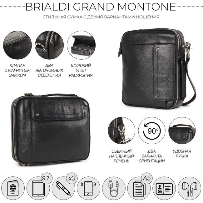 Сумка через плечо Brialdi Grand Montone Черный - фото №3