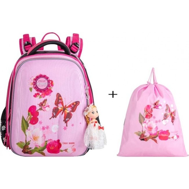 Розовый ранец с цветами Across 192 Цветы и бабочки - фото №6