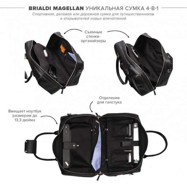 Дорожная сумка Brialdi Magellan Черный - фото №2
