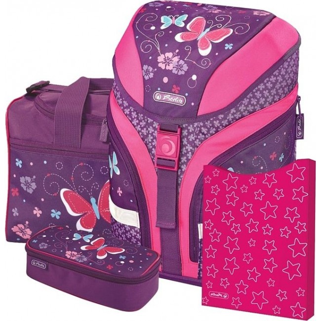 Школьный ранец с наполнением Herlitz Motion plus Фиолетовая бабочка - фото №2