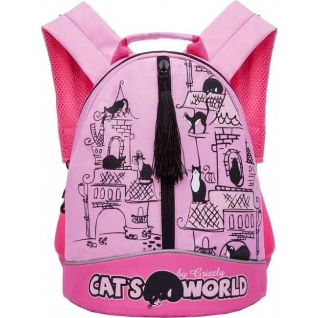 Рюкзак для девочки с кошками Grizzly RS-759-1 Розовый - Фиолетовый - фото №1