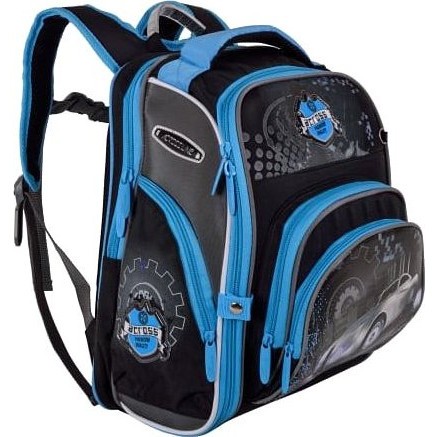 Черно-синий ранец для мальчика Across 190 Машина Скорость - фото №2
