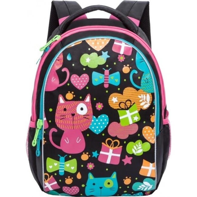 Школьный рюкзак для подростка Grizzly RG-868-1 Черный с котами - фото №1