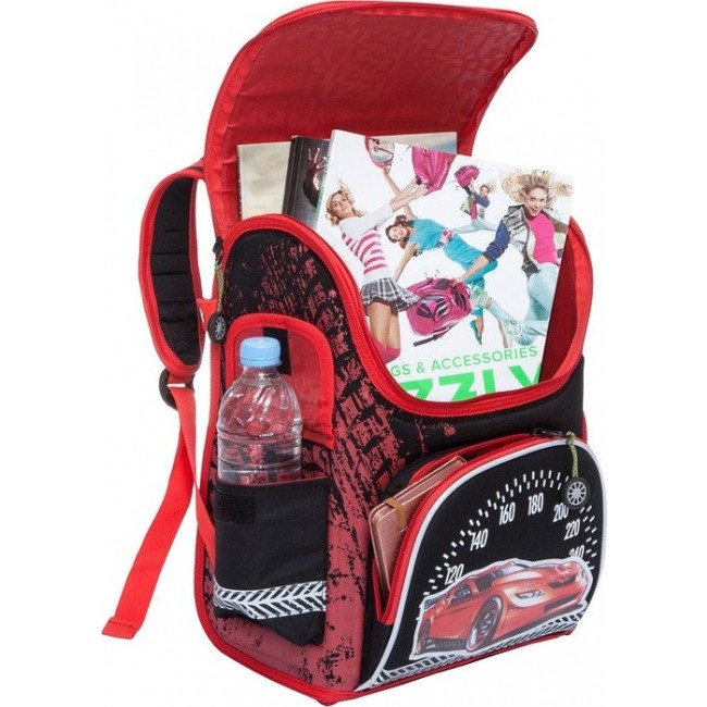 Облегченный школьный ранец с машинкой Grizzly RA-780-2 Черный красный - фото №4