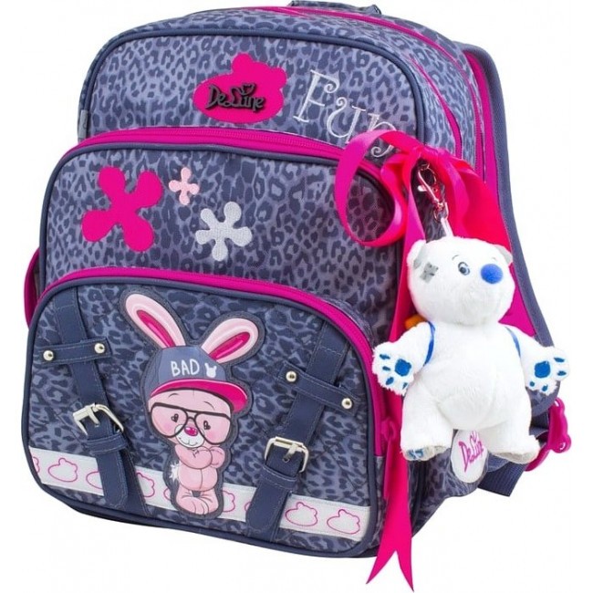 Анатомический рюкзак для школы DeLune 55-08 Зайка (серый-розовый) - фото №1