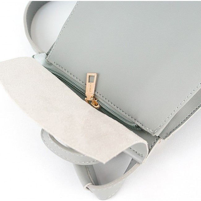 Рюкзак из эко-кожи Kawaii Factory Прямоугольник мини Темно-серый - фото №3