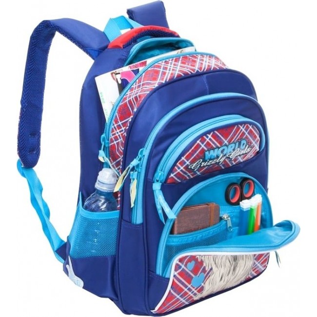 Рюкзак для школы Grizzly RG-865-3 Собачка (синий с красным) - фото №4