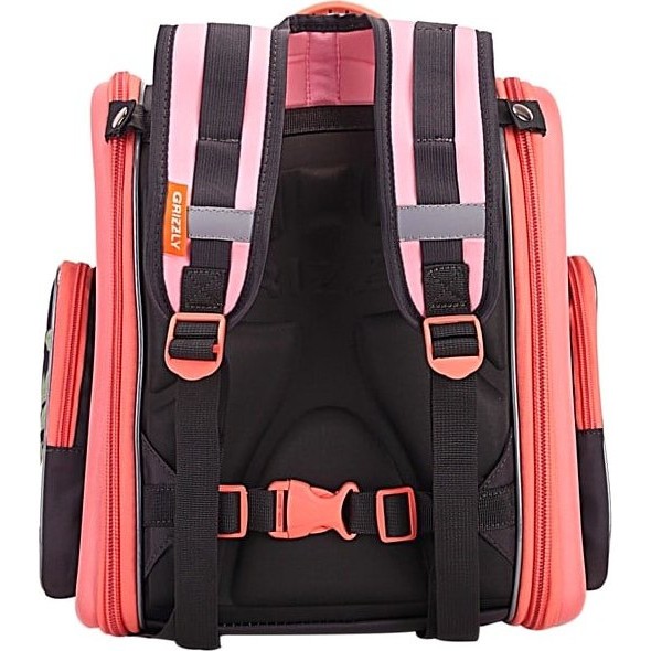 Школьный рюкзак для первоклассницы Grizzly RA-871-4 Черный с розовым - фото №3