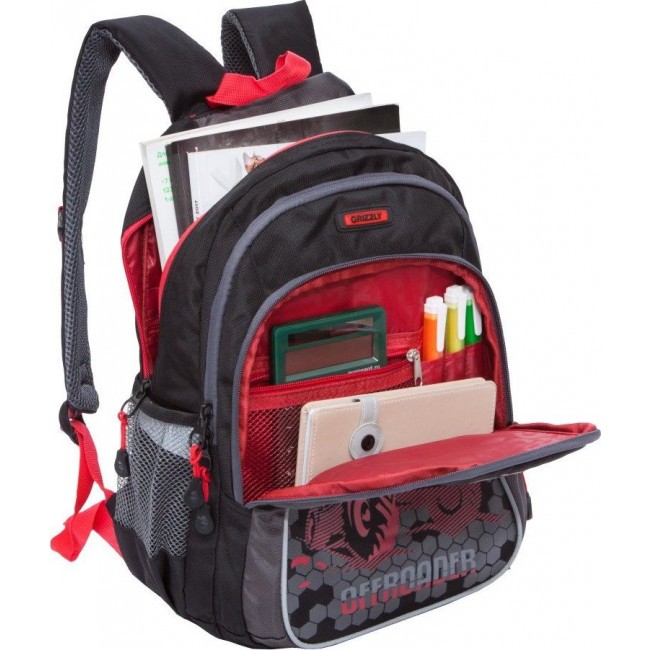 Рюкзак Grizzly RB-860-4 Черный с красным (внедорожник) - фото №4