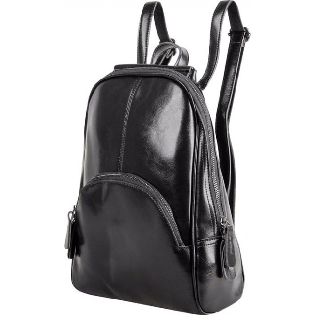 Кожаный дамский рюкзак Monkking риз-522-1 Черный - фото №2