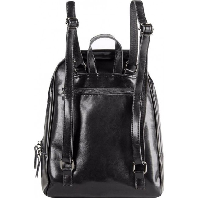 Кожаный дамский рюкзак Monkking риз-522-1 Черный - фото №3