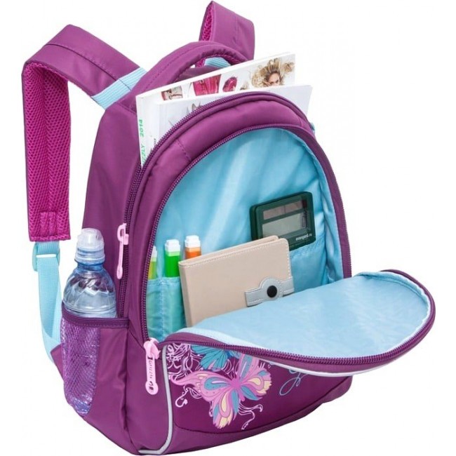 Школьный рюкзак для девочки Grizzly RG-868-4 Лиловый с бабочками - фото №4
