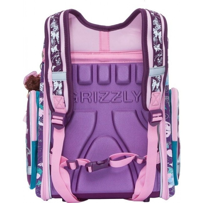 Ранец с бабочками Grizzly RA-771-2 Бирюзовый - фиолетовый - фото №3