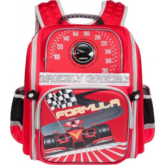 Рюкзак Grizzly RA-677-2 Гоночная машинка (красный) - фото №1