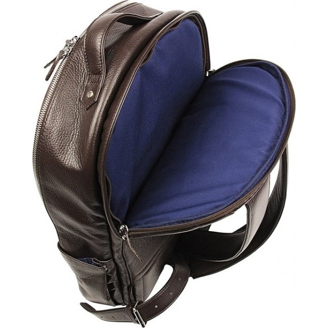 Деловой рюкзак из натуральной кожи Ray Button Berlin Темно-коричневый с синим - фото №4