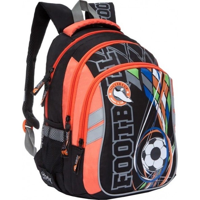 Школьный рюкзак для подростка Orange Bear V-57 Футбол (черный и оранжевый) - фото №2