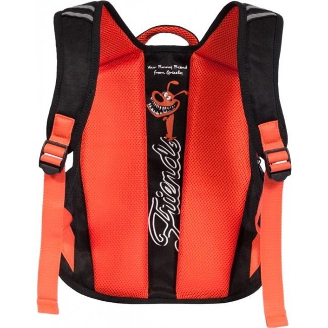 Рюкзак для школы Grizzly RB-629-1 Зубастик (черный и оранжевый) - фото №3