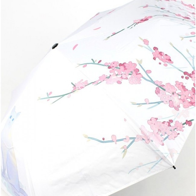 Зонт Kawaii Factory Зонт складной "Кот и сакура" Белый - фото №2
