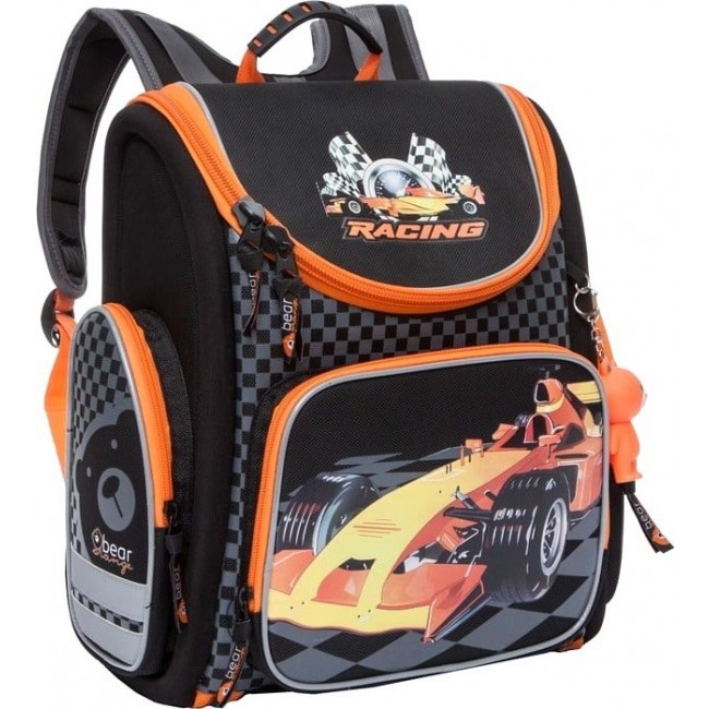 Школьный рюкзак для младших классов Orange Bear S-18 Гоночная машина Черный - фото №2