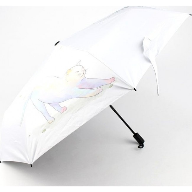 Зонт Kawaii Factory Зонт складной "Кот ленивый" Белый - фото №1