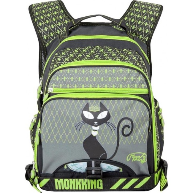Школьный рюкзак с котом Monkking MK-C5061 Зеленый - фото №1
