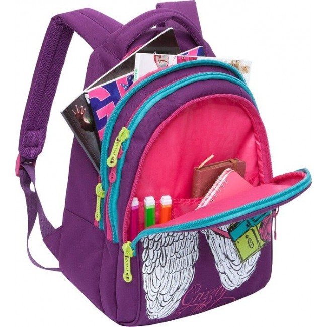 Рюкзак для школы Grizzly RD-758-3 Совы (фиолетовый) - фото №4