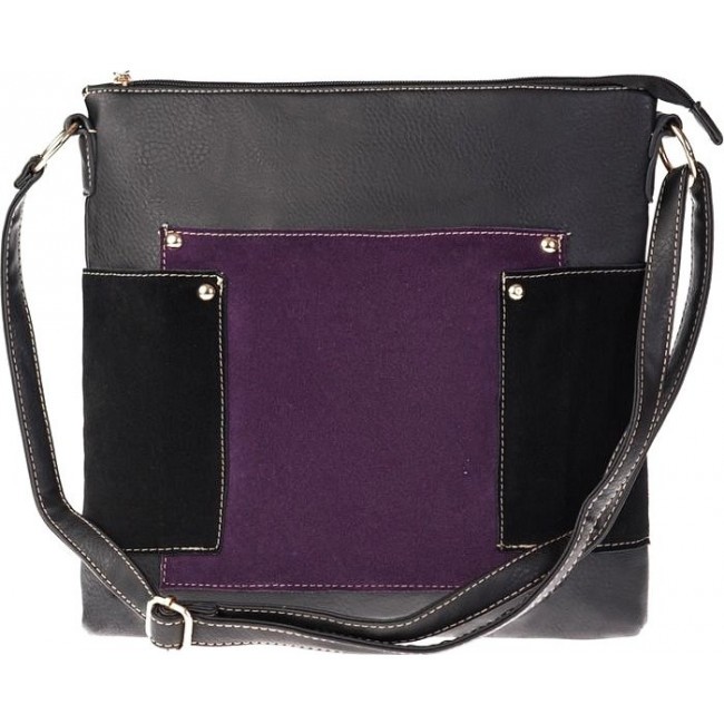 Женская сумка OrsOro D-119 Чёрный - фиолетовый - фото №1