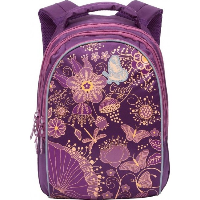 Рюкзак Grizzly RG-767-3 Фиолетовый с бабочками - фото №1