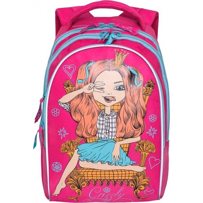 Модный рюкзак для подростка девочки Grizzly RG-768-2 Принцесса розовый - фото №1