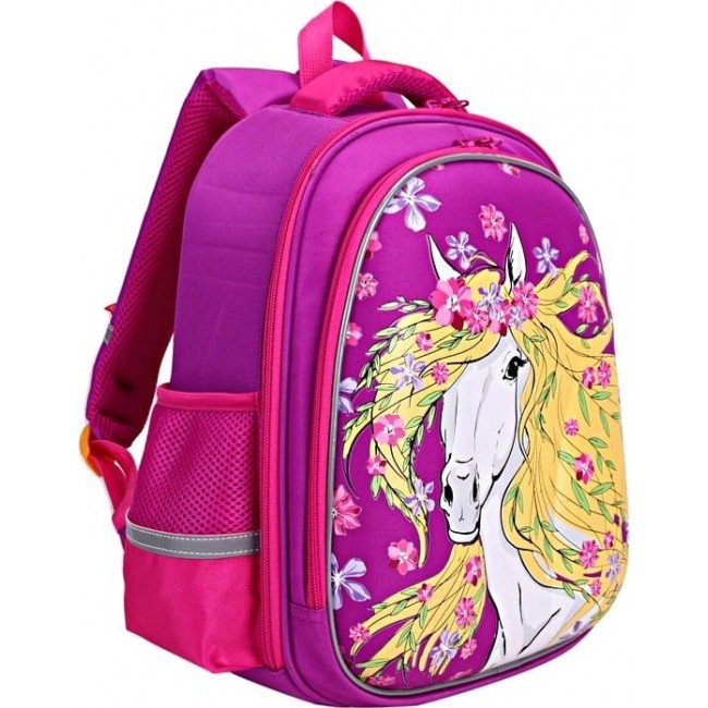 Школьный рюкзак для девочки Grizzly RA-879-6 Лошадка (лиловый) - фото №2