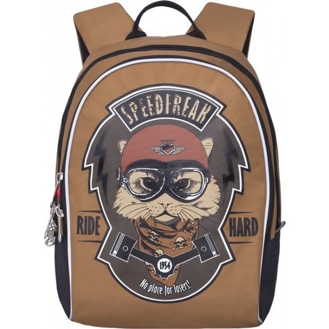 Рюкзак для мальчика с котом Grizzly RS-734-3 Бежевый - фото №1