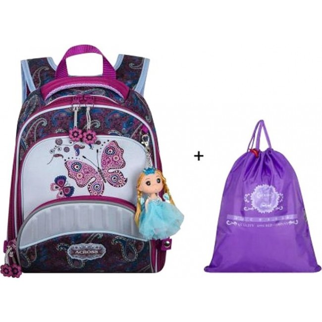 Рюкзак Across ACR18-178 Серо-фиолетовый с бабочкой - фото №2