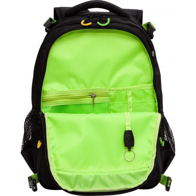 Рюкзак школьный с мешком Grizzly RB-258-21 черный-салатовый - фото №5