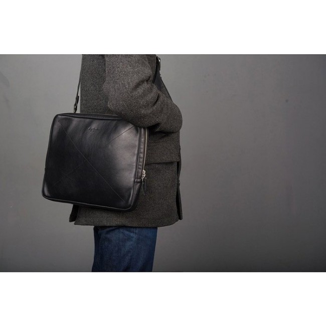 Мужская сумка Ray Button Cambridge Черный с коричневым подкладом - фото №5