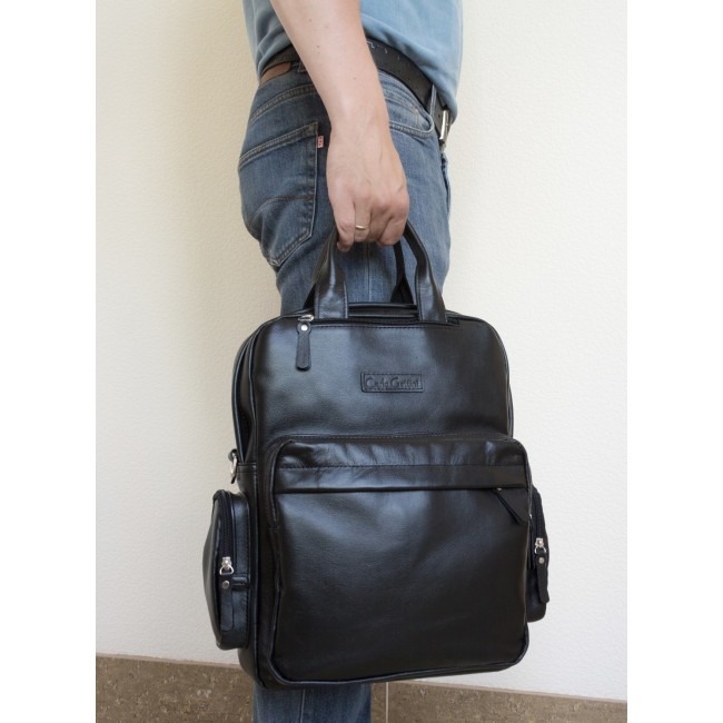 Рюкзак кожаный для мужчин Carlo Gattini Reno 3001-01 Черный - фото №5