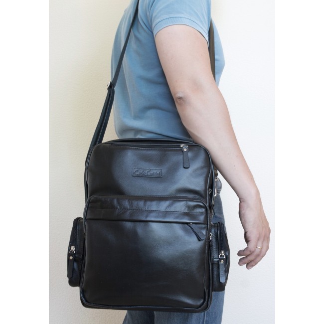 Рюкзак кожаный для мужчин Carlo Gattini Reno 3001-01 Черный - фото №7