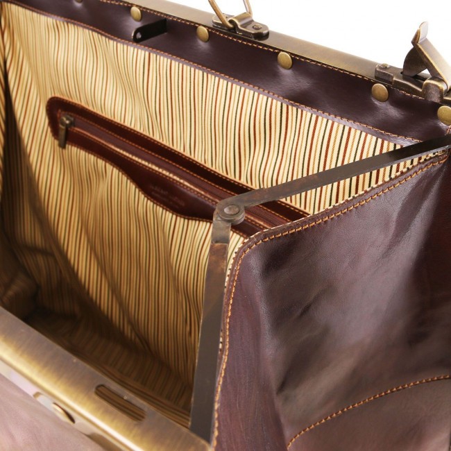 Дорожный кожаный саквояж Tuscany Leather Madrid большой размер TL1022 Коричневый - фото №5