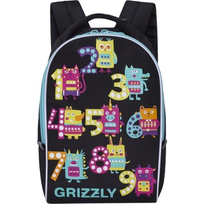 Рюкзак с принтом школьный 5-11 класс Grizzly RS-764-6 Черный - фото №1