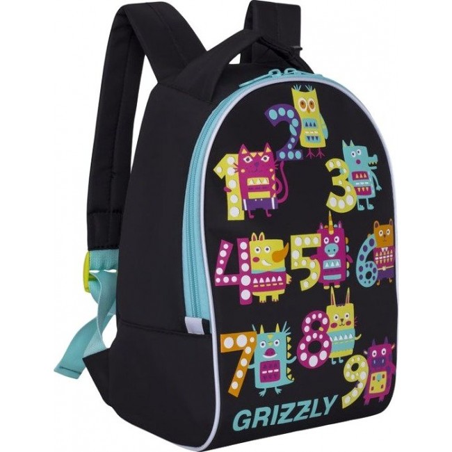Рюкзак с принтом школьный 5-11 класс Grizzly RS-764-6 Черный - фото №2