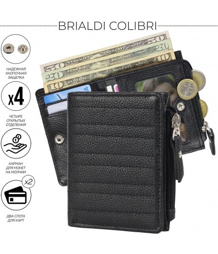 Мужской кошелек Brialdi Colibri Relief Black- фото №1