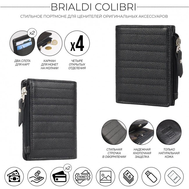 Мужской кошелек Brialdi Colibri Relief Black - фото №2