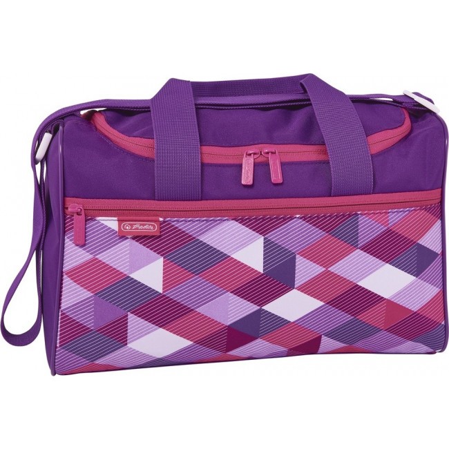 Сумка спортивная Herlitz XL Pink Cubes Фиолетовый - фото №1