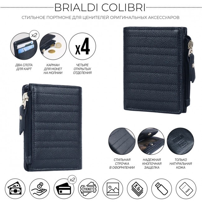 Мужской кошелек Brialdi Colibri Relief Navy - фото №2