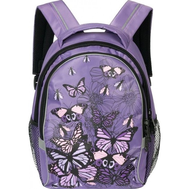 Школьный рюкзак Grizzly RG-657-3 Бабочки (лаванда) - фото №1