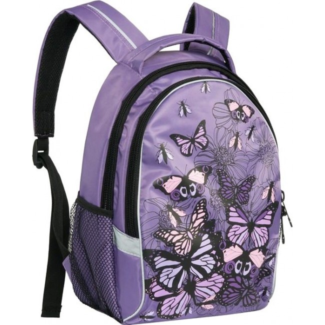 Школьный рюкзак Grizzly RG-657-3 Бабочки (лаванда) - фото №2