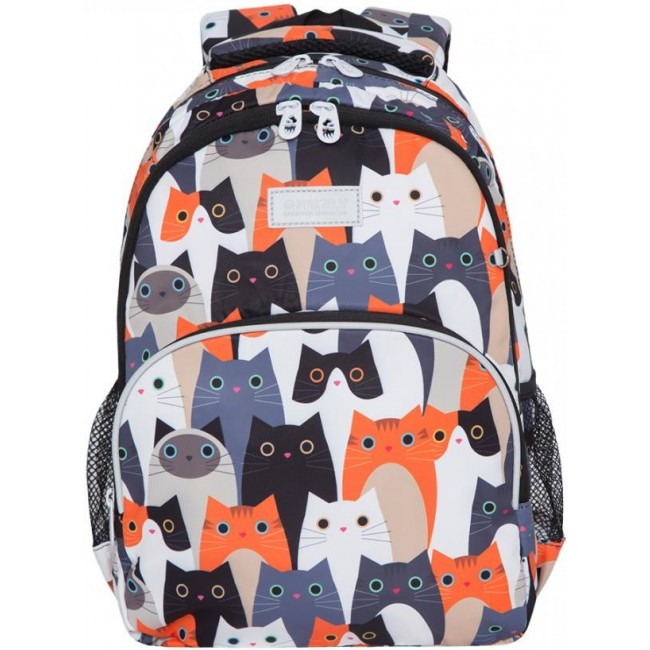 Рюкзак школьный Grizzly RG-160-9 котики рыжие - фото №1