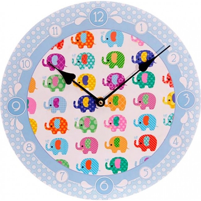 часы Kawaii Factory Часы настенные "Cute Dotty Elephants" Синие - фото №1
