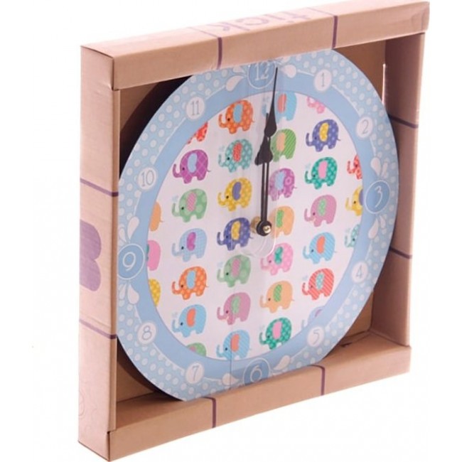часы Kawaii Factory Часы настенные "Cute Dotty Elephants" Синие - фото №2
