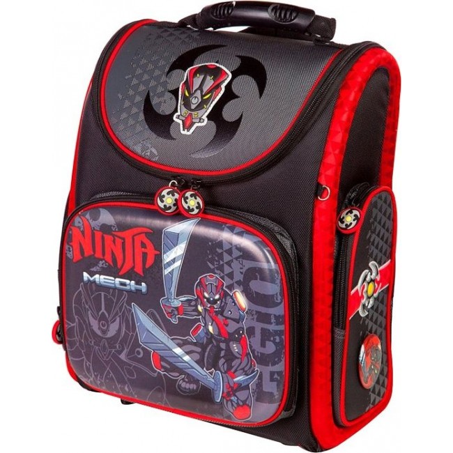 Крутой ранец для мальчика Hummingbird K Ниндзя-Робот черный - фото №1